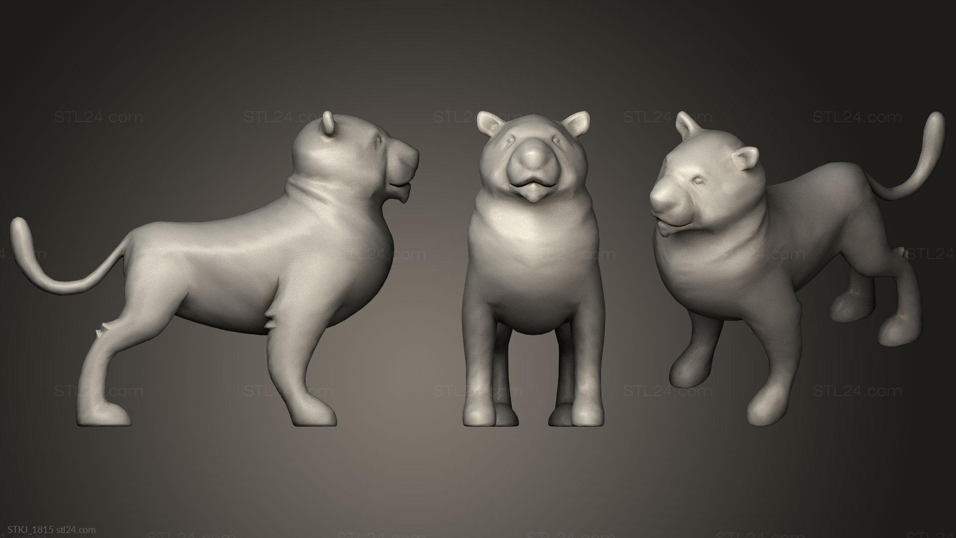 Animal figurines - Toon Tiger Animated, STKJ_1815. 3D stl model for CNC